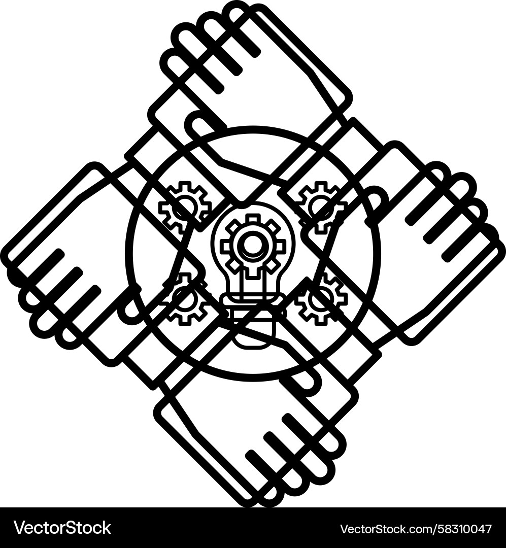Four Hands in Unity Vector Image
