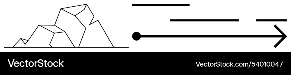 Geometric mountains with an arrow pointing forward Geometric mountains with an arrow pointing forward vector image