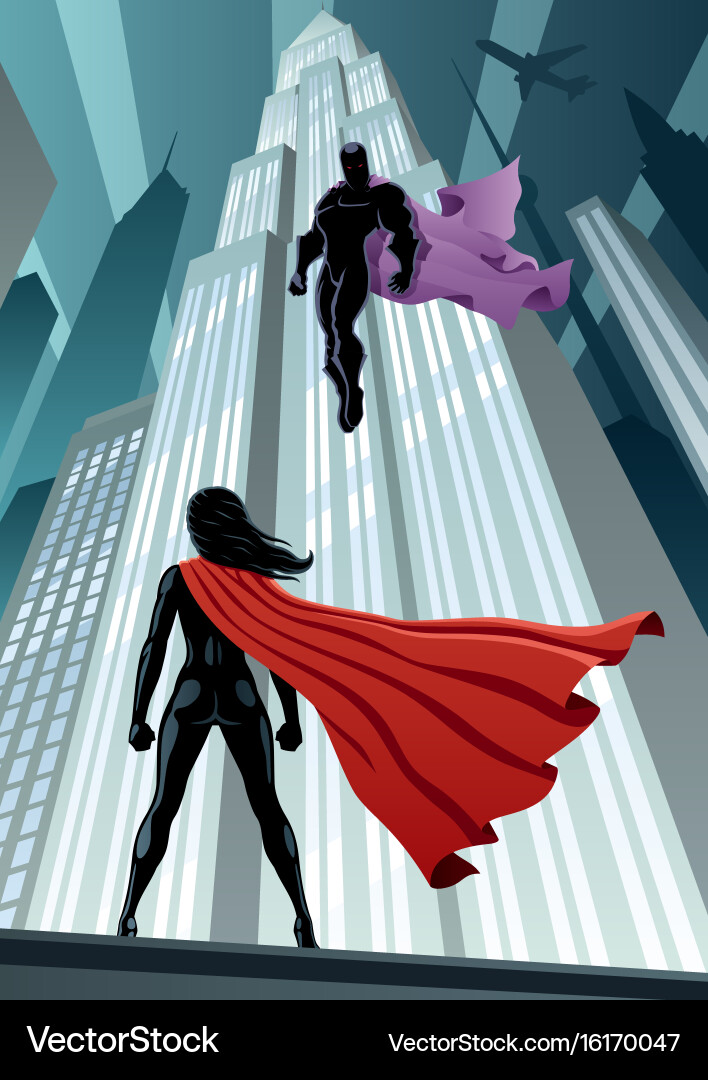 Heroine versus villain Royalty Free Vector Image