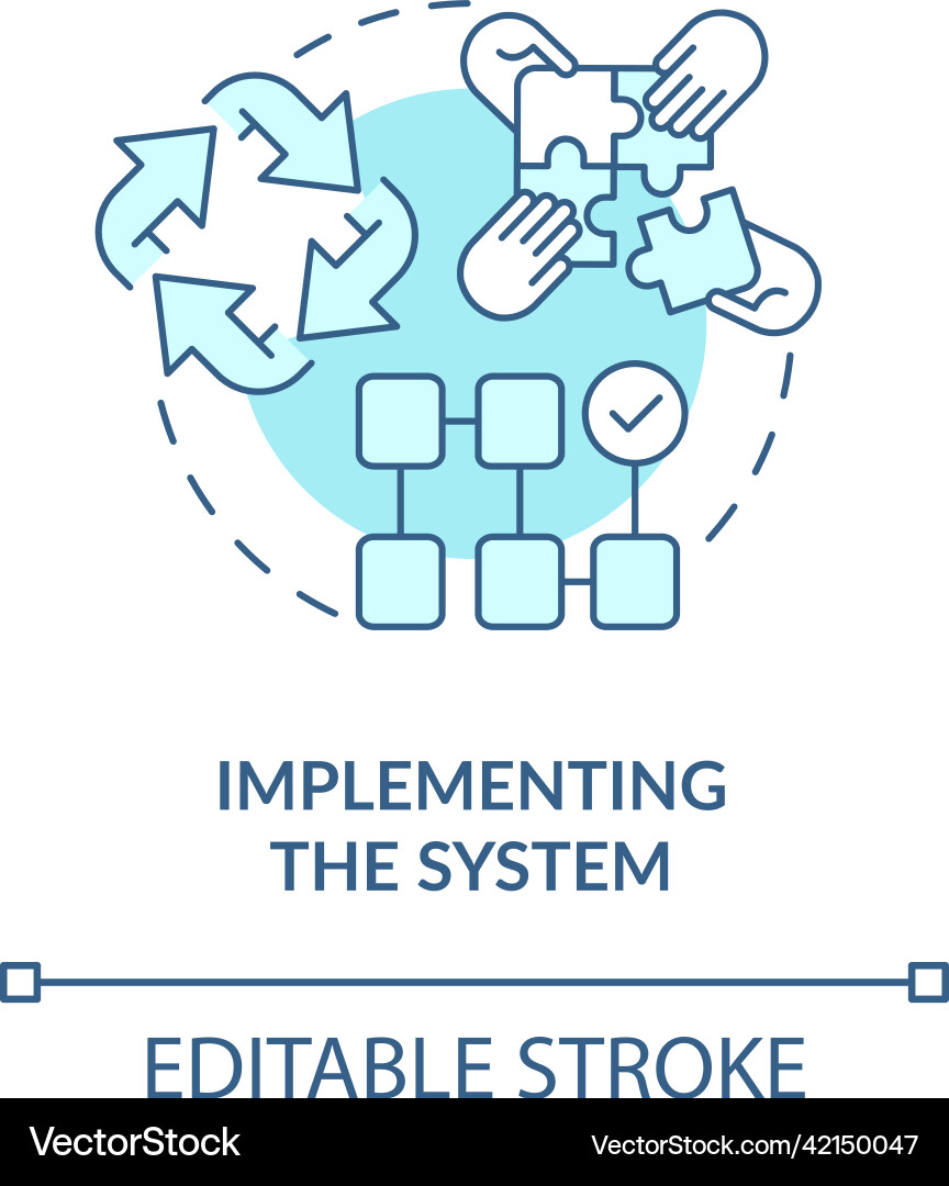 Implementing system turquoise concept icon Implementing system turquoise concept icon vector image