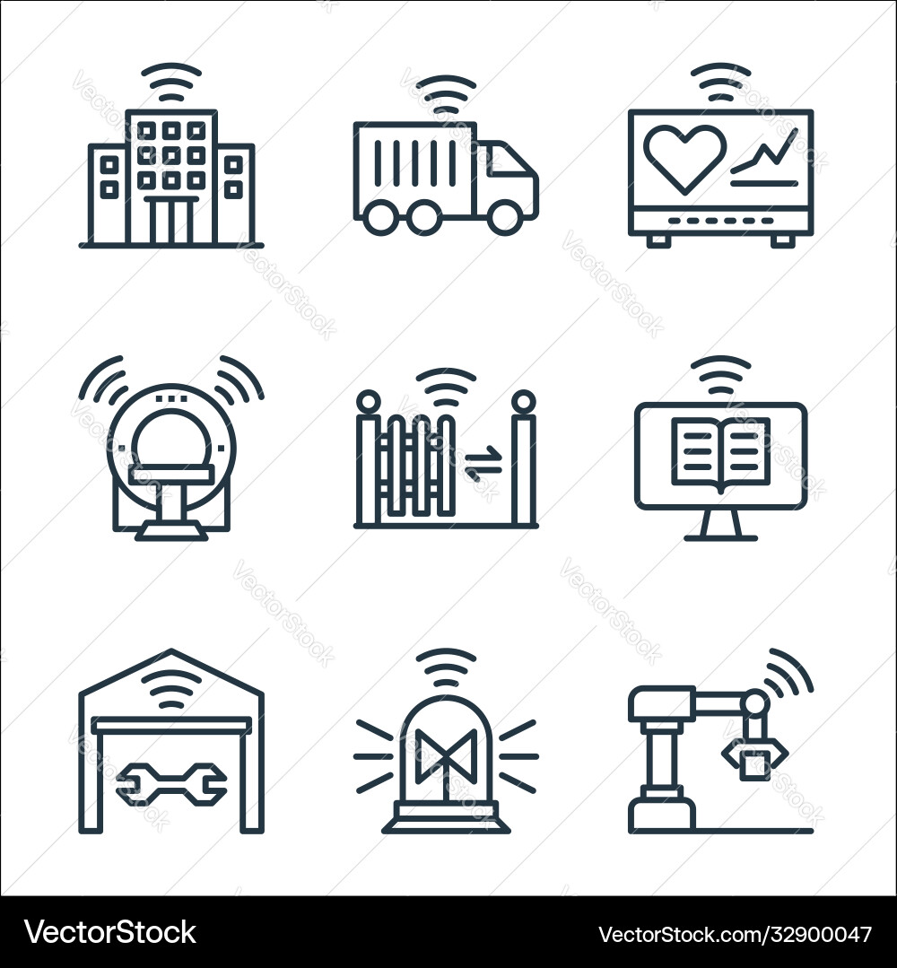 Internet things line icons linear set quality Internet things line icons linear set quality vector image