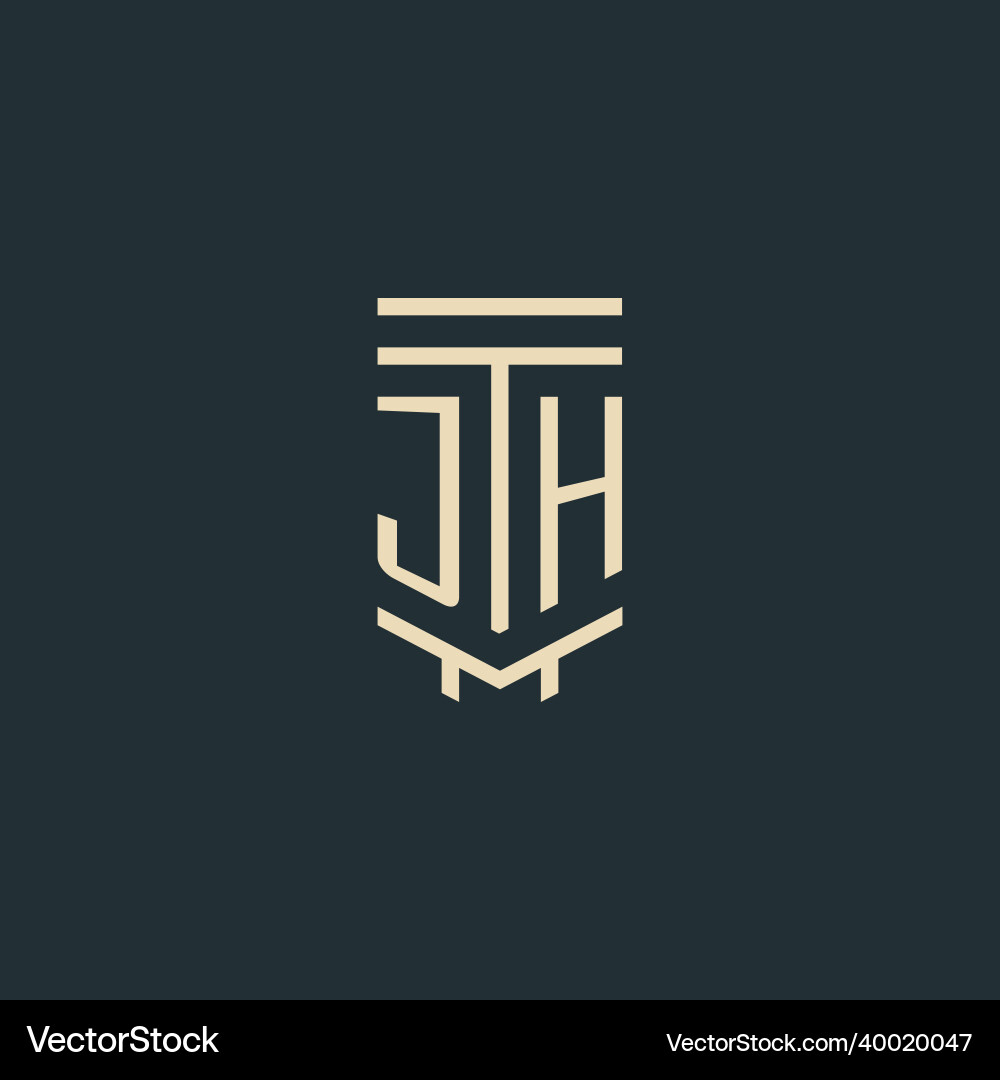 Jh initial monogram with simple line art pillar Vector Image