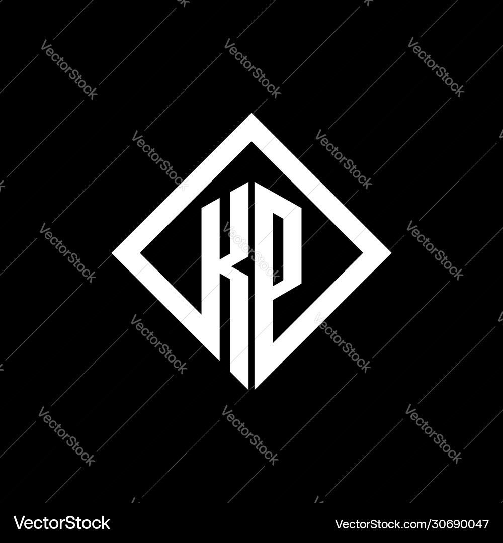 Kp logo monogram with square rotate style design Kp logo monogram with square rotate style design vector image
