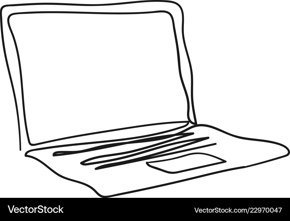 Laptop with one continuous single line art Vector Image
