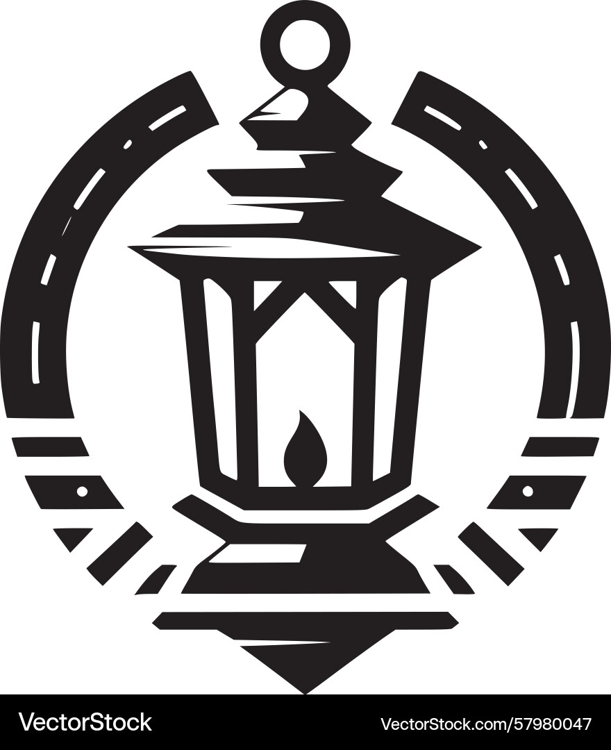 Rustic Lantern Pathway Emblem Vector Image