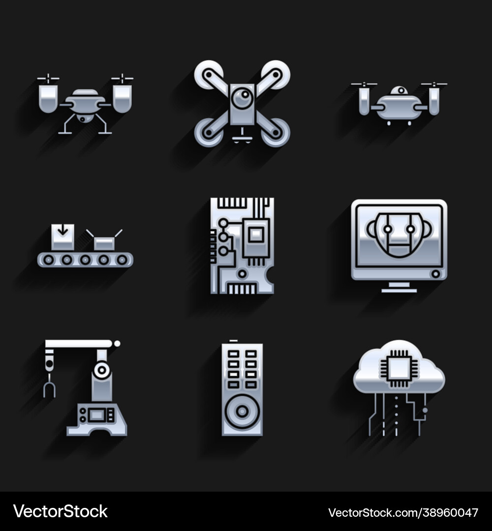 Set electronic computer components motherboard Set electronic computer components motherboard vector image