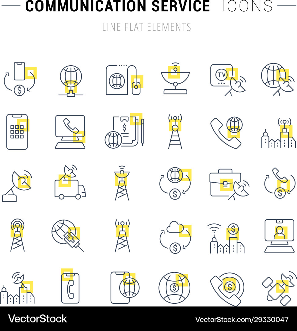 Set line icons communication service vector image