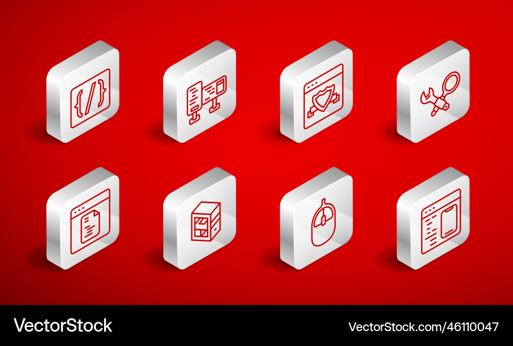 Set line software computer monitor screen Set line software computer monitor screen vector image
