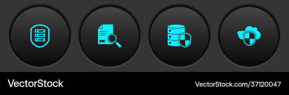 Set server with shield document search and cloud vector image