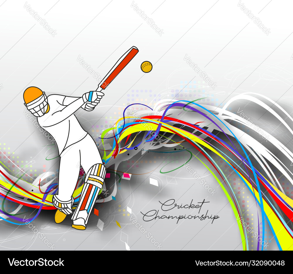 Abstract colorful pattern with batsman and bowler Vector Image
