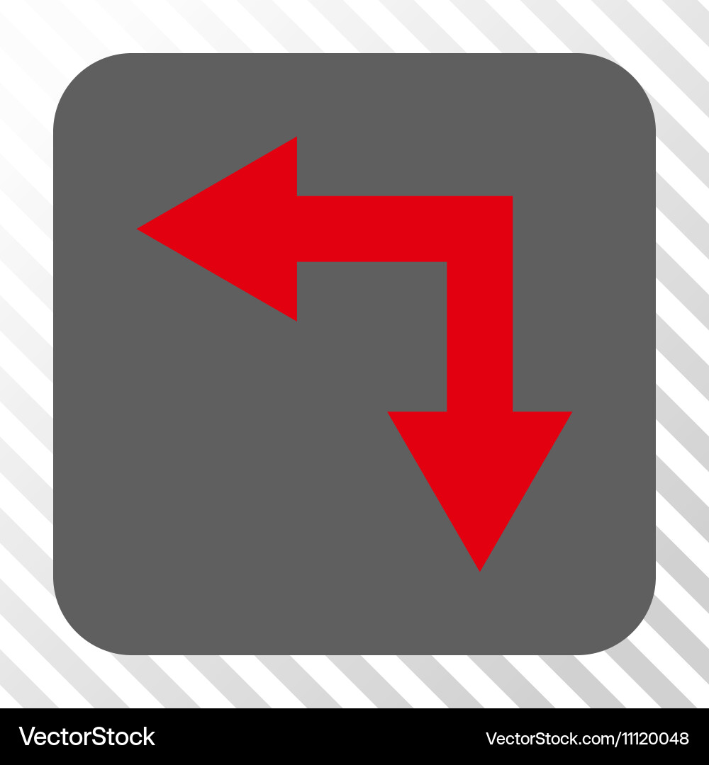 Bifurcation arrow left down rounded square button vector image