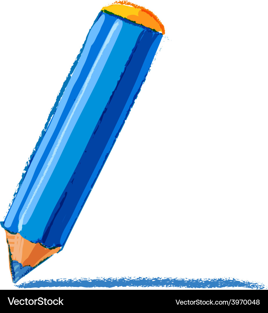 Blue pencil drawing vector image