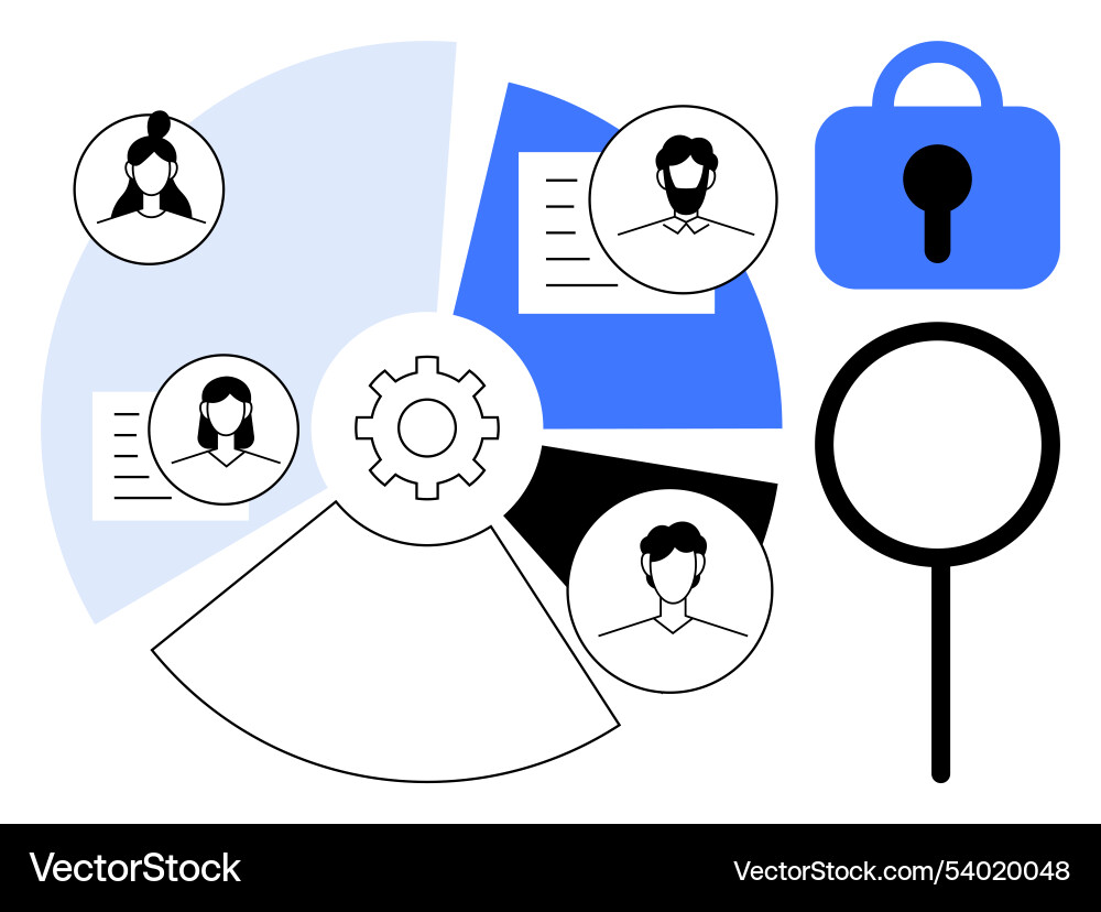 Data security and privacy concept with pie chart Data security and privacy concept with pie chart vector image