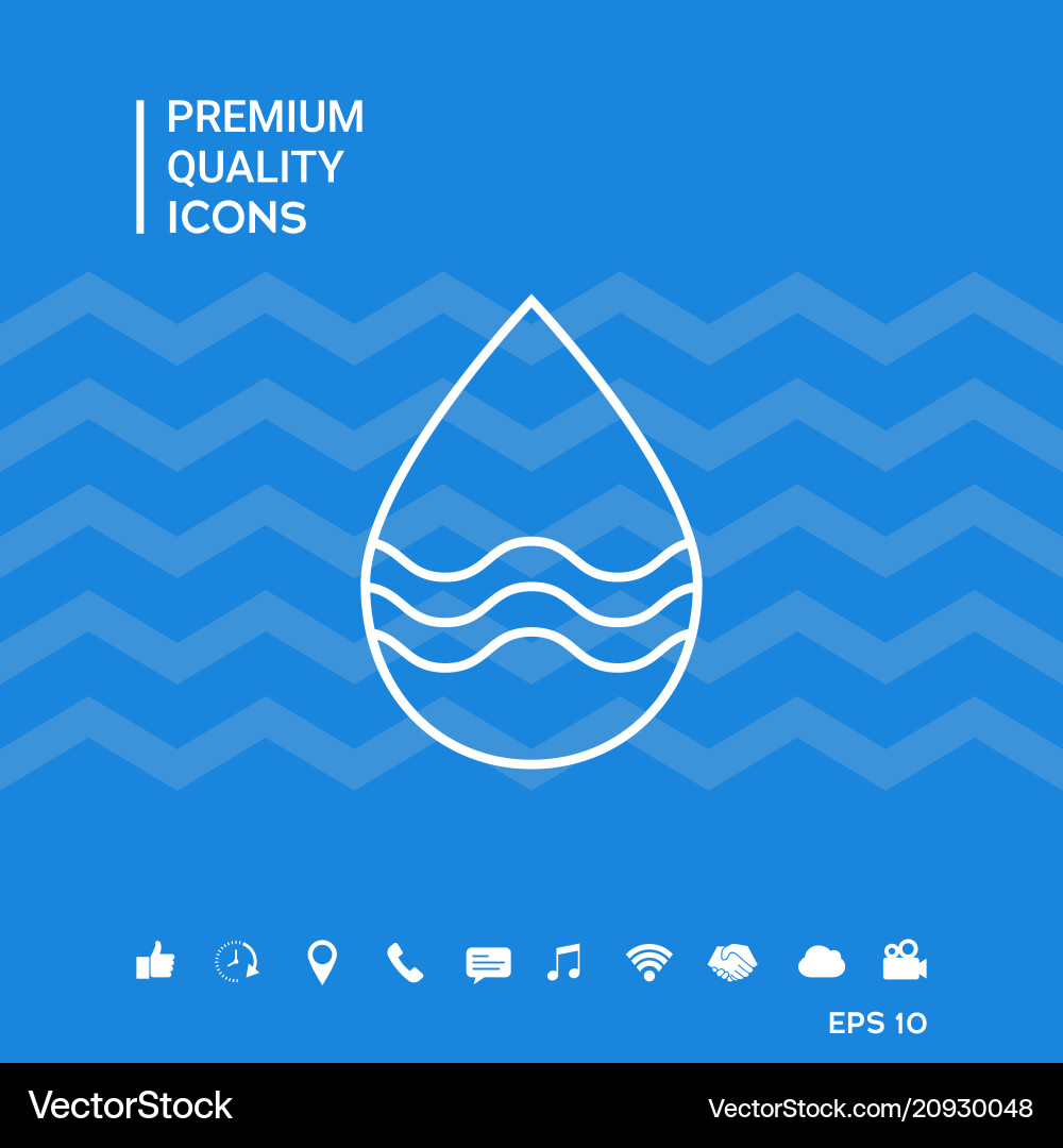 Drop line icon with waves Vector Image