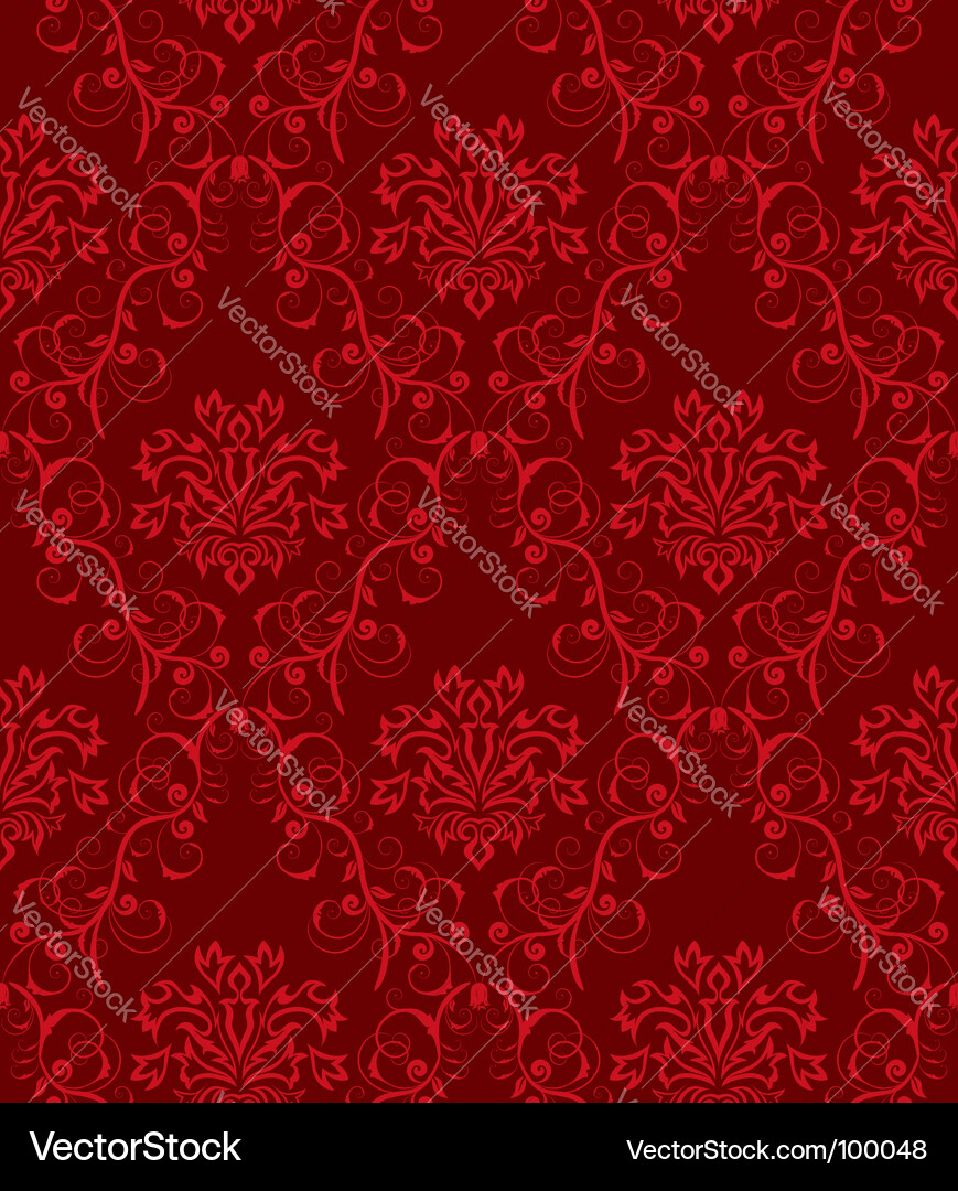 Elegant Red Damask Pattern Vector Image