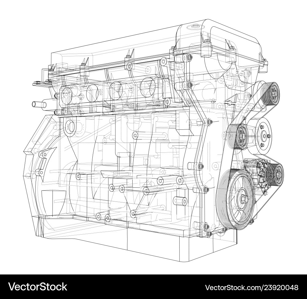 Engine sketch rendering of 3d Vector Image