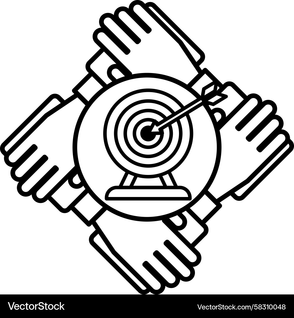 Four Hands Targeting a Target Vector Image