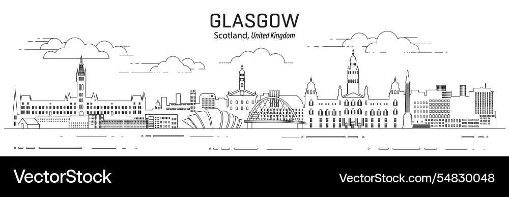 Glasgow cityscape line art Glasgow cityscape line art vektorbild