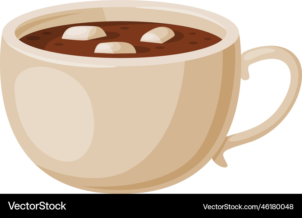 Hot chocolate cup with marshmallows cartoon Vector Image