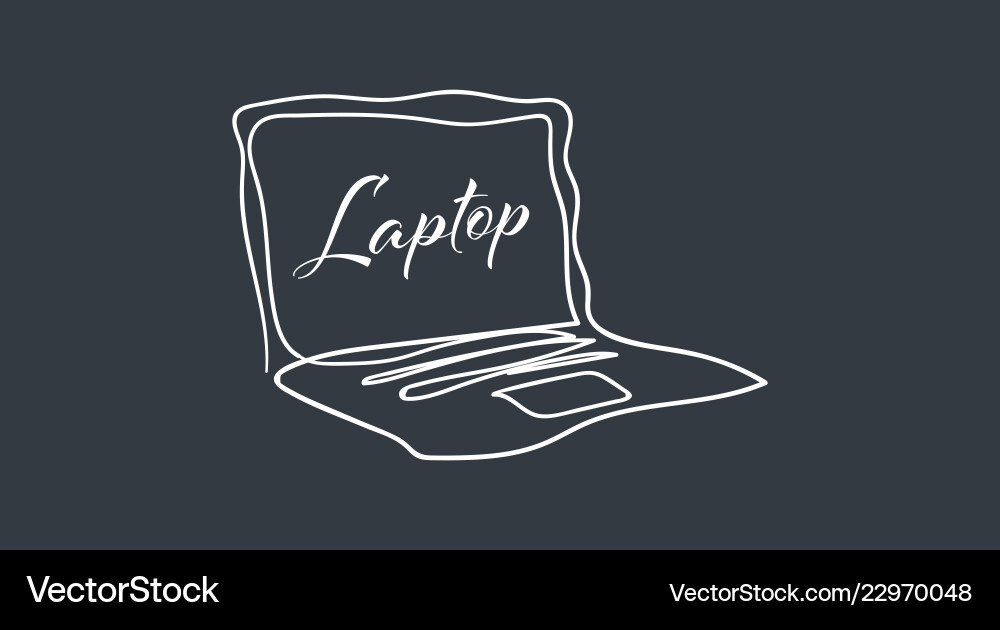 Laptop with one continuous single line art Laptop with one continuous single line art vector image