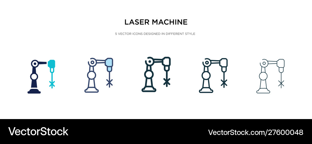 Laser machine icon in different style two Vector Image