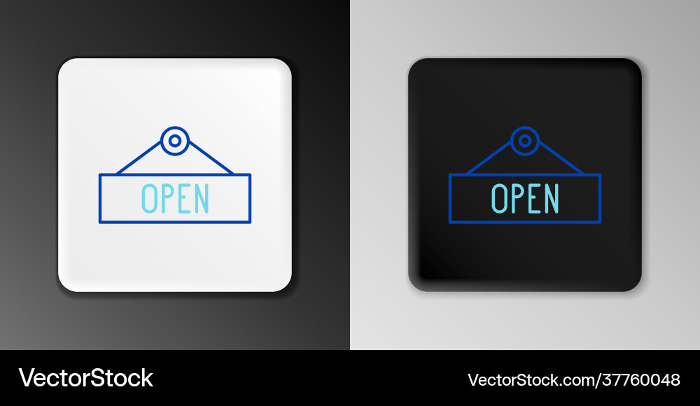 Line hanging sign with text open door icon Vector Image