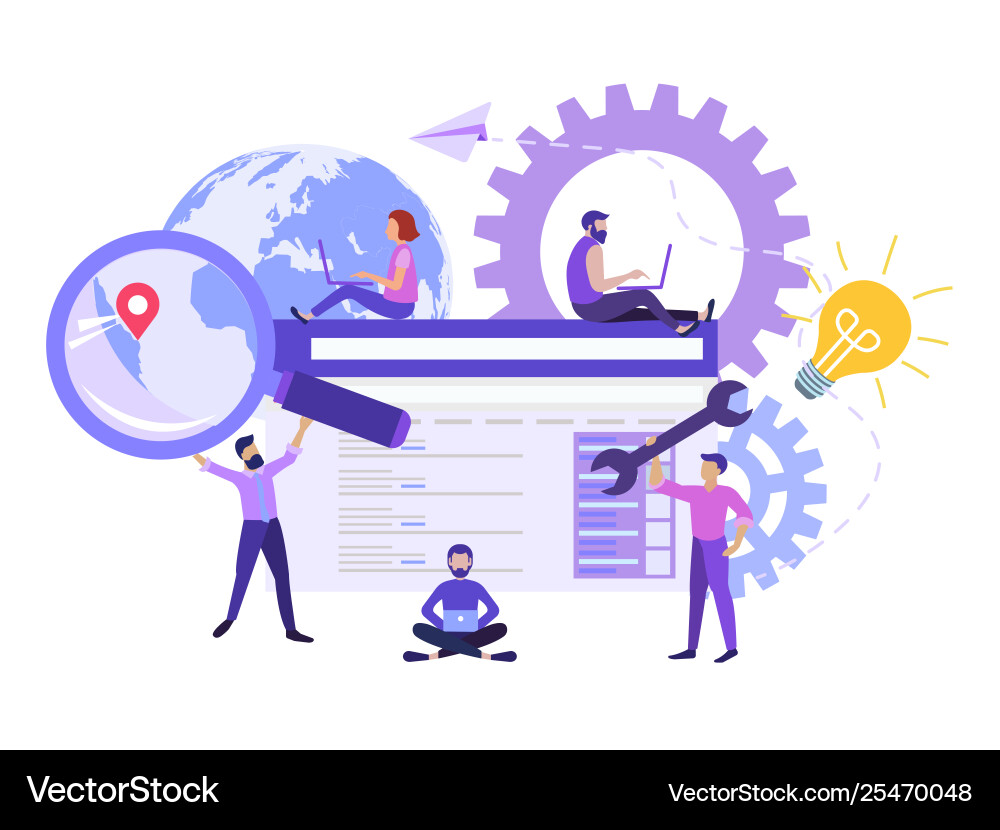 Office programmers and marketers are working Office programmers and marketers are working vector image