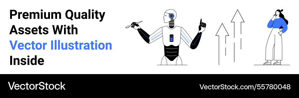 Robot with ai functionality pointing to growth Robot with ai functionality pointing to growth vector image