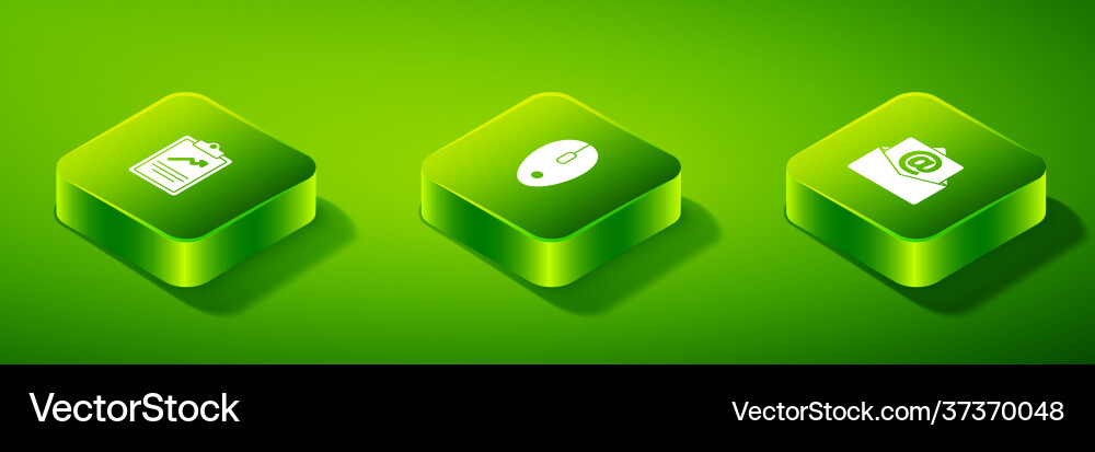 Set isometric computer mouse mail and e-mail Set isometric computer mouse mail and e-mail vector image