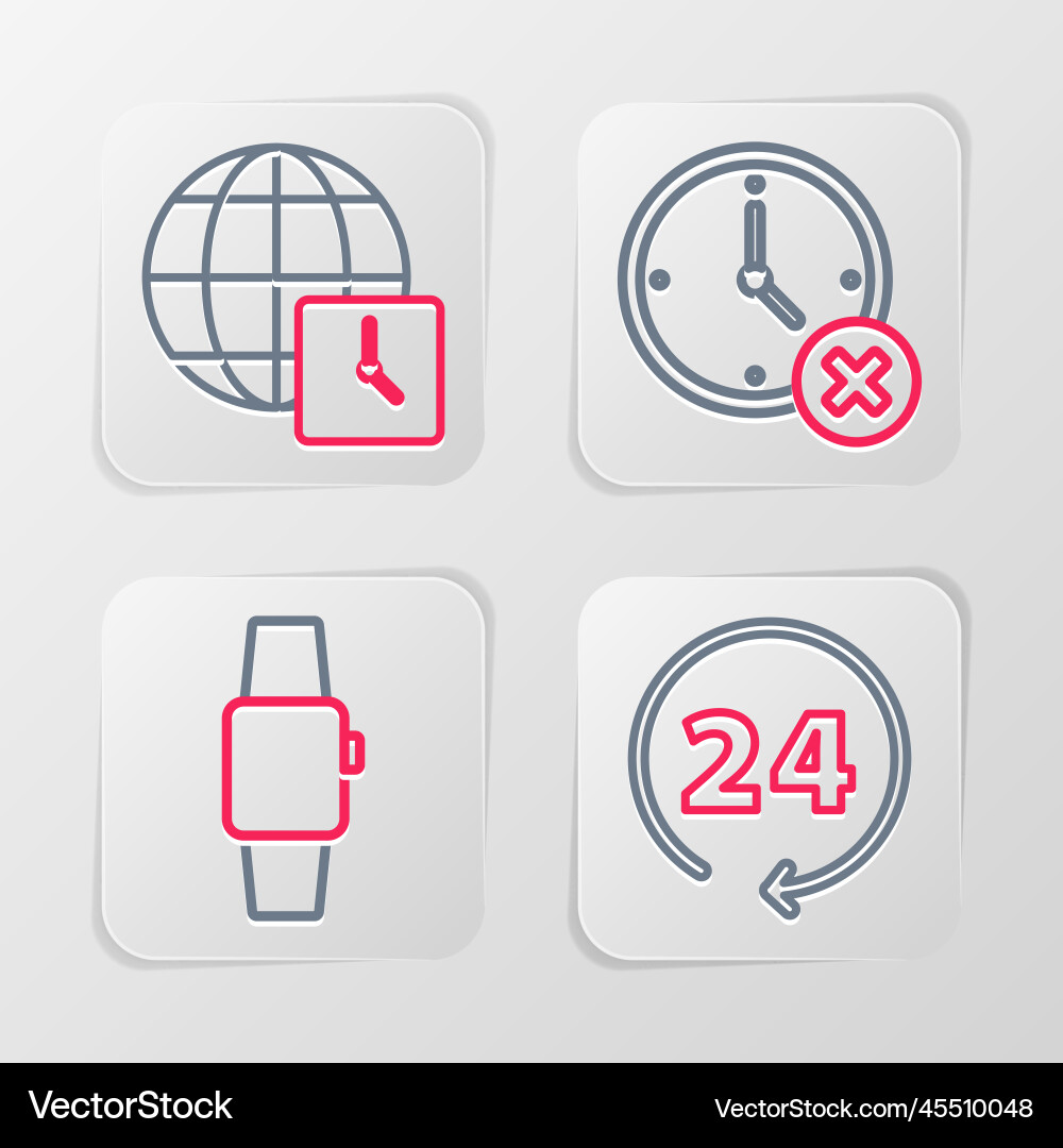 Set line clock 24 hours smartwatch delete vector image