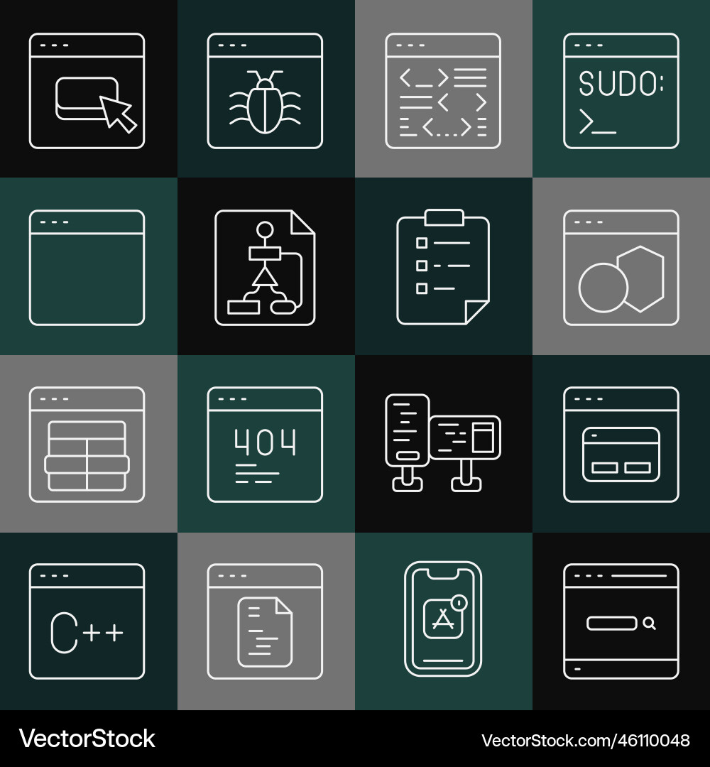 Set line search engine software flowchart Set line search engine software flowchart vector image