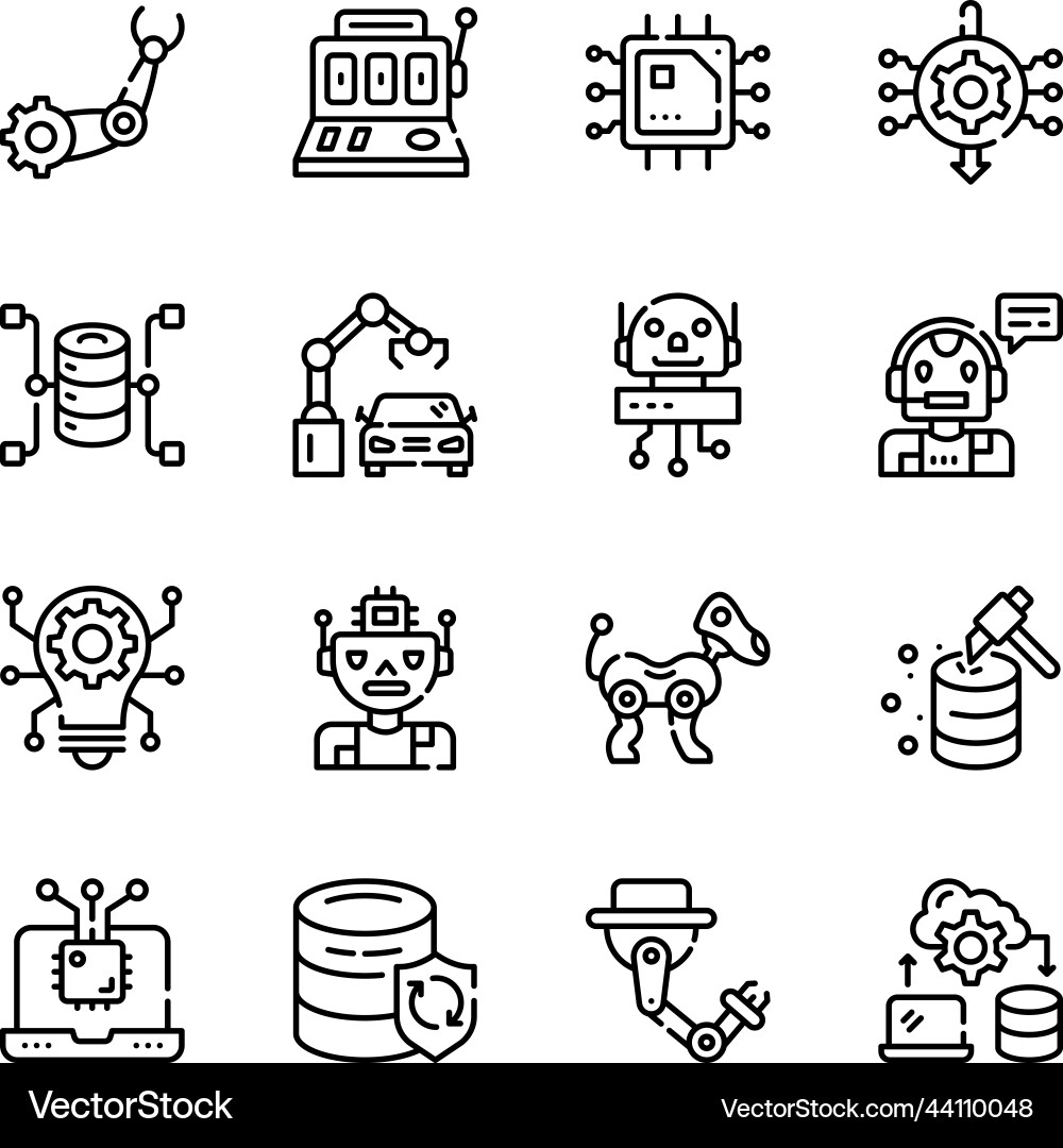 Set of ai automation outline icons vector image