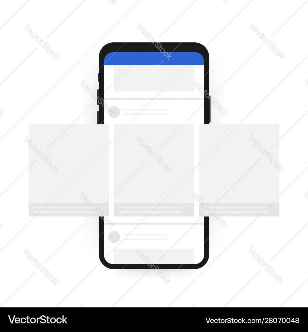 Smartphone with interface carousel post on social Smartphone with interface carousel post on social vector image