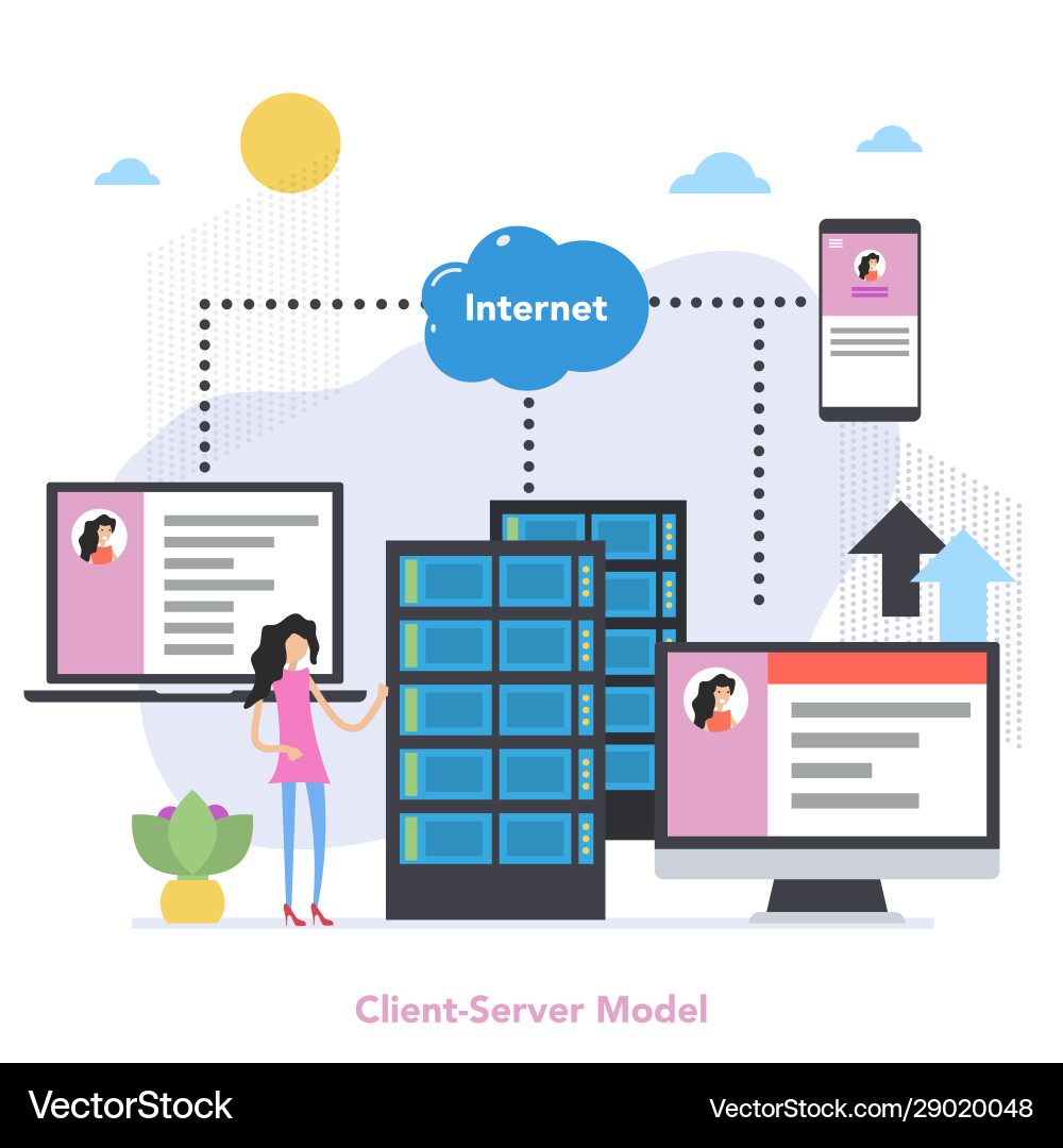 Square client server model concept with gradient Square client server model concept with gradient Vector Image