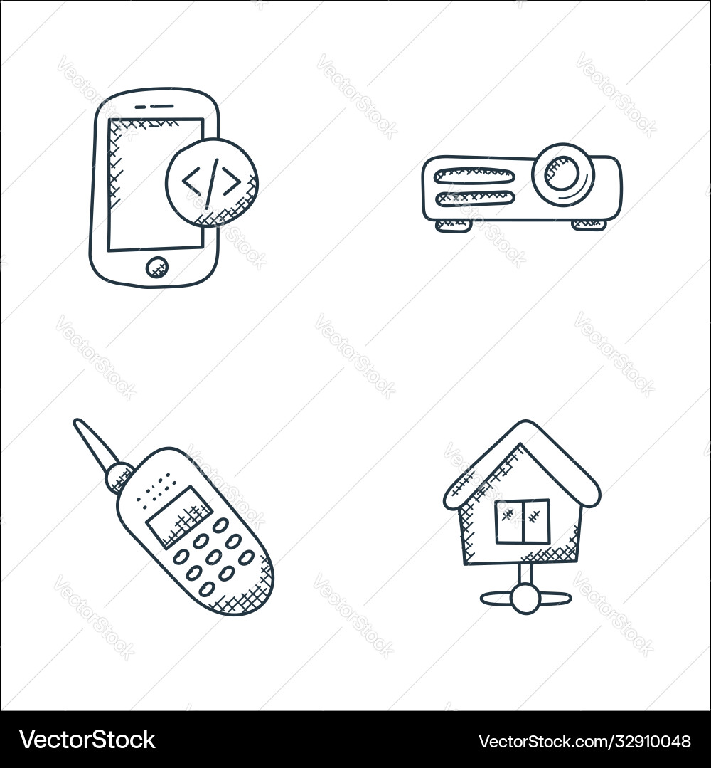 Technology line icons linear set quality Technology line icons linear set quality vector image