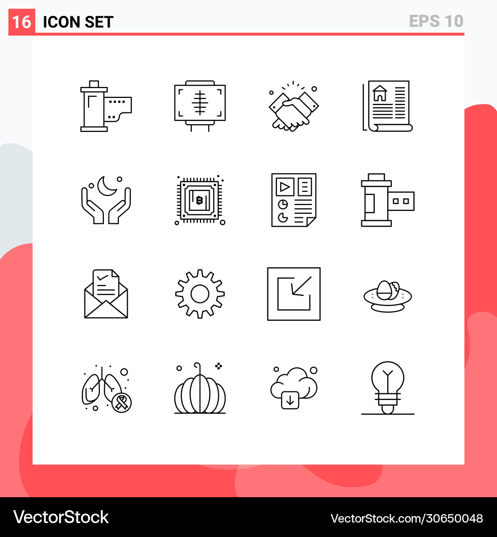 User interface pack 16 basic outlines real Vector Image