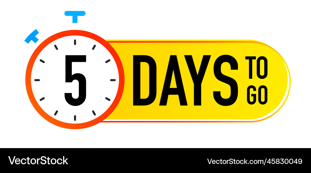 5 days to go timer symbol colorful style vector image