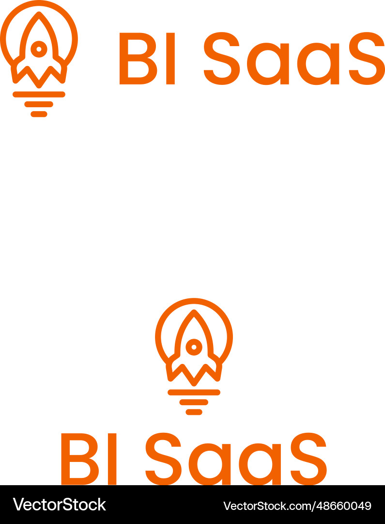 Bi and analytics saas text with rocket Bi and analytics saas text with rocket vector image