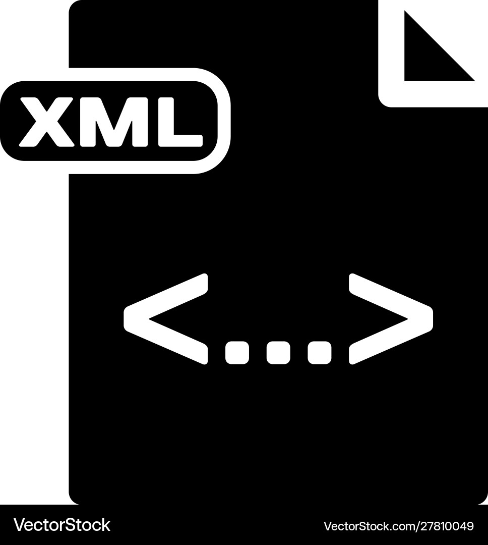 Black xml file document download button icon Black xml file document download button icon vector image