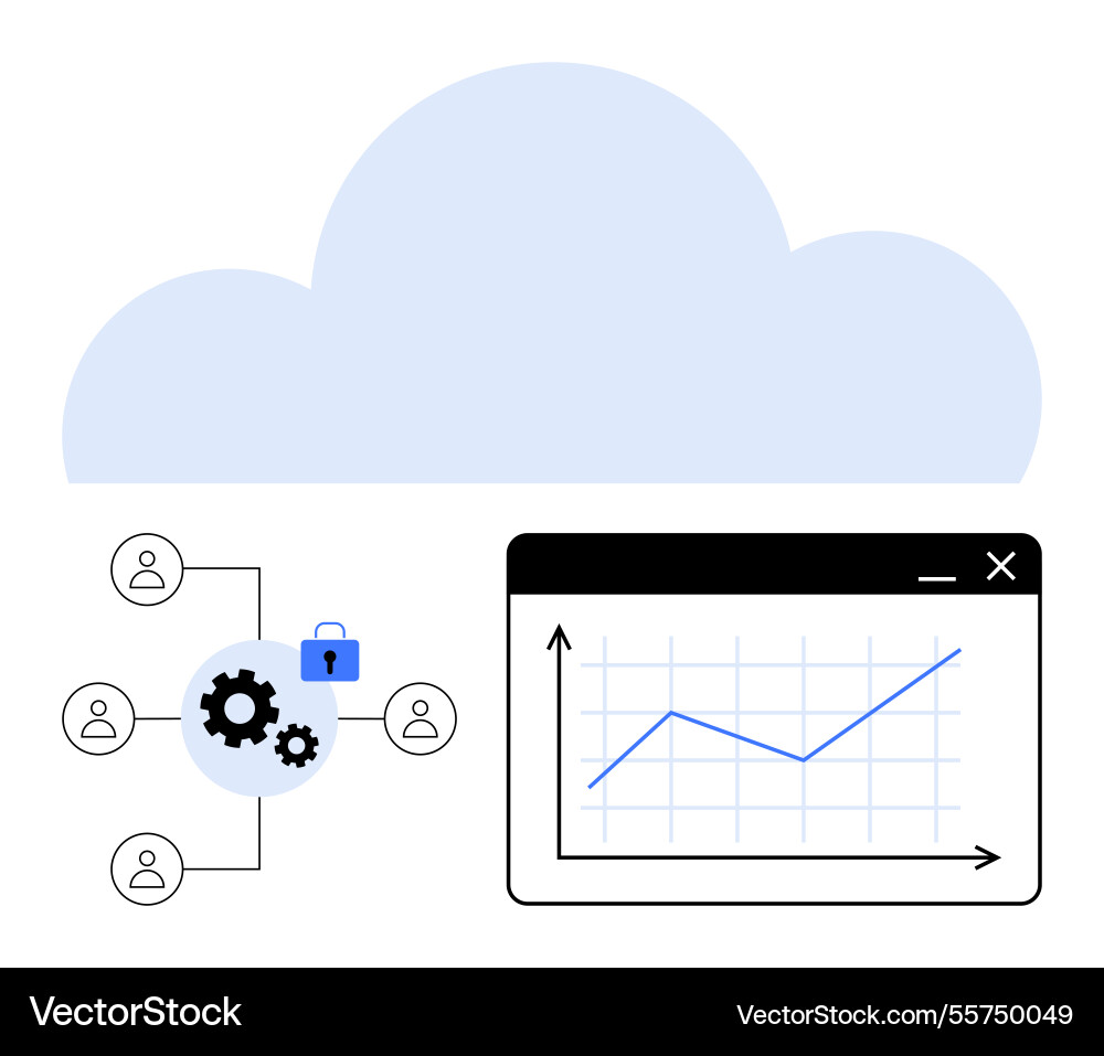 Cloud data security and analytics with growth Vector Image