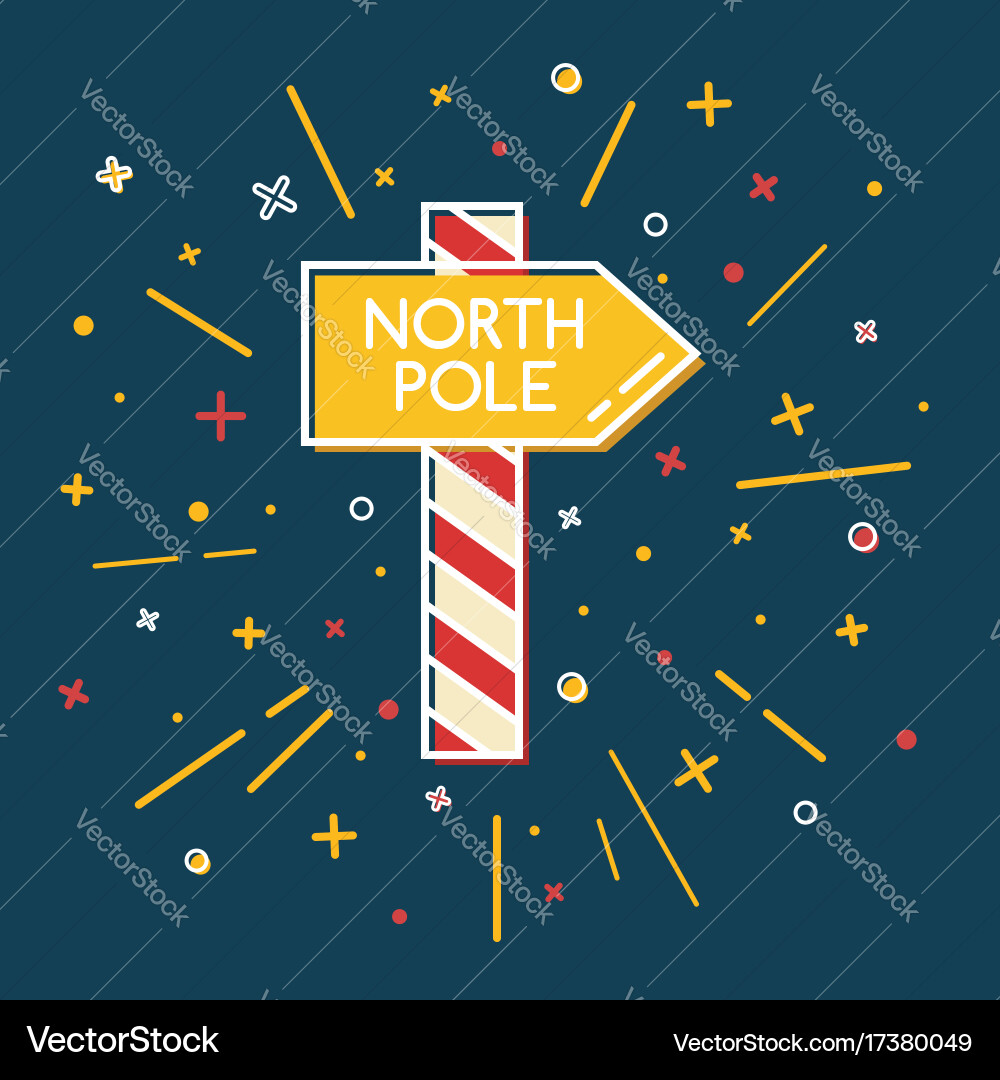 Colored north pole waypost icon in thin line style Vector Image