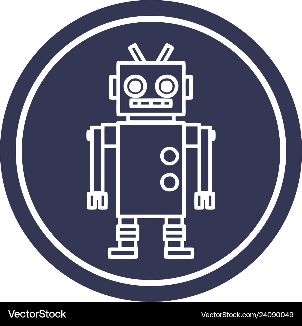 Dancing robot circular icon vector image