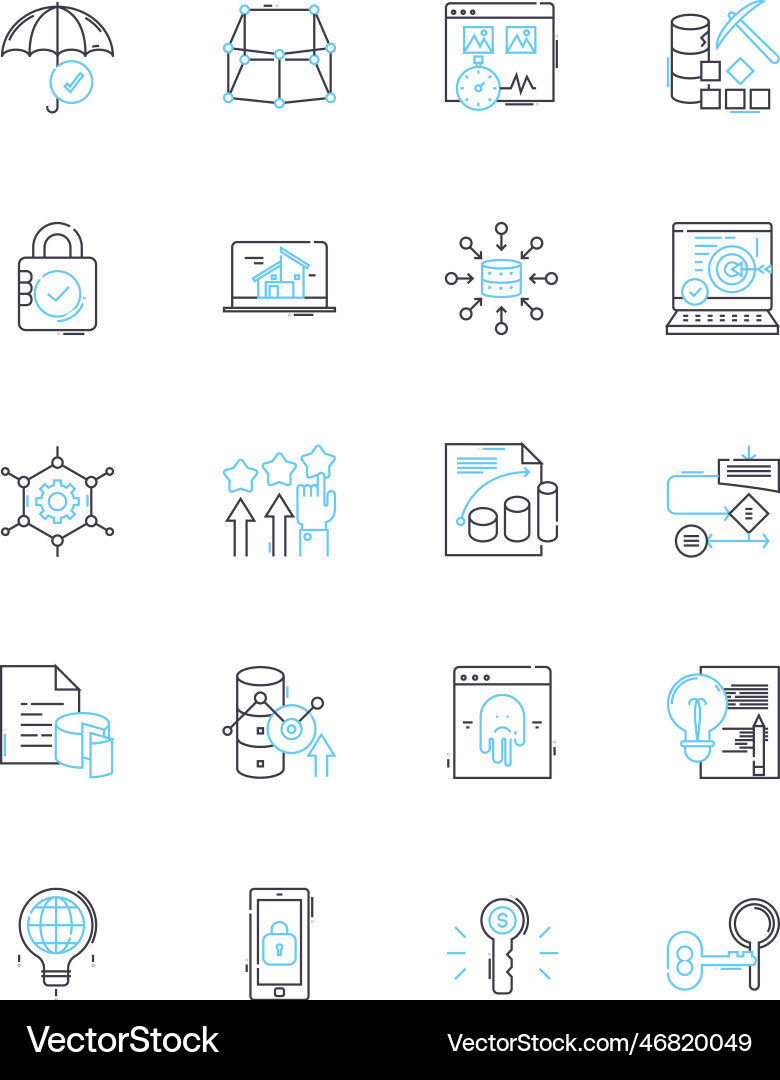 Data analysis linear icons set insights Data analysis linear icons set insights Vector Image