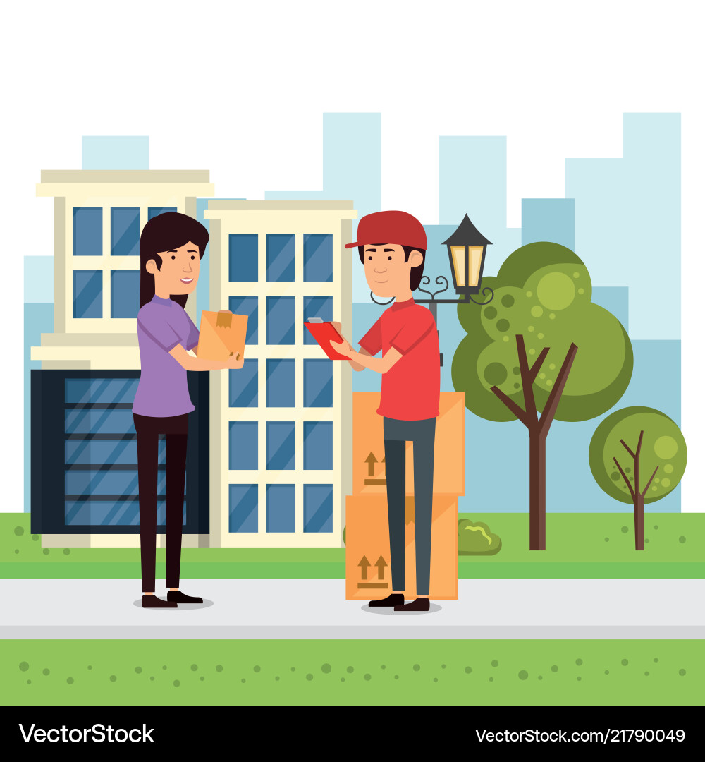 Delivery worker with boxes character Delivery worker with boxes character vector image