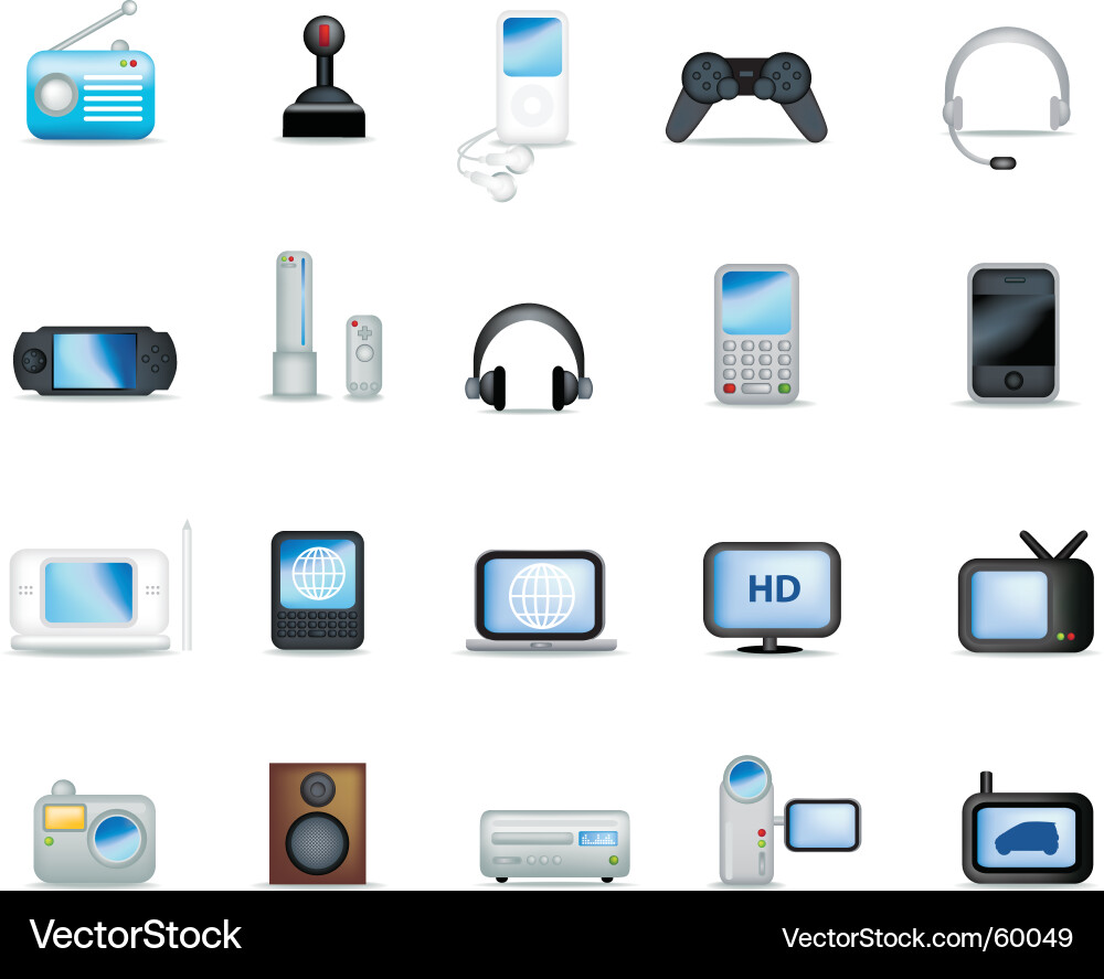 Electronic Icons Collection Vector Image
