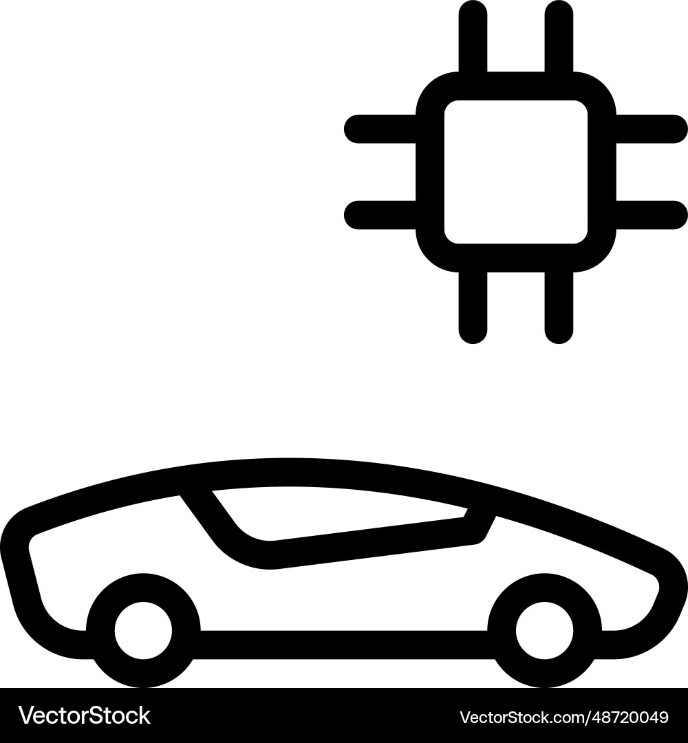 Ev car with microchip embedded isolated on white vector image