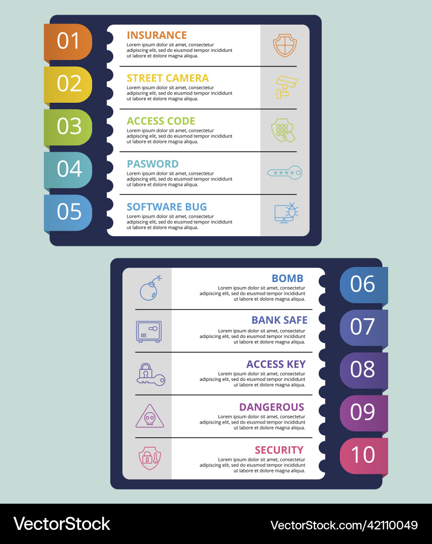 Infographic security template icons in different Infographic security template icons in different vector image