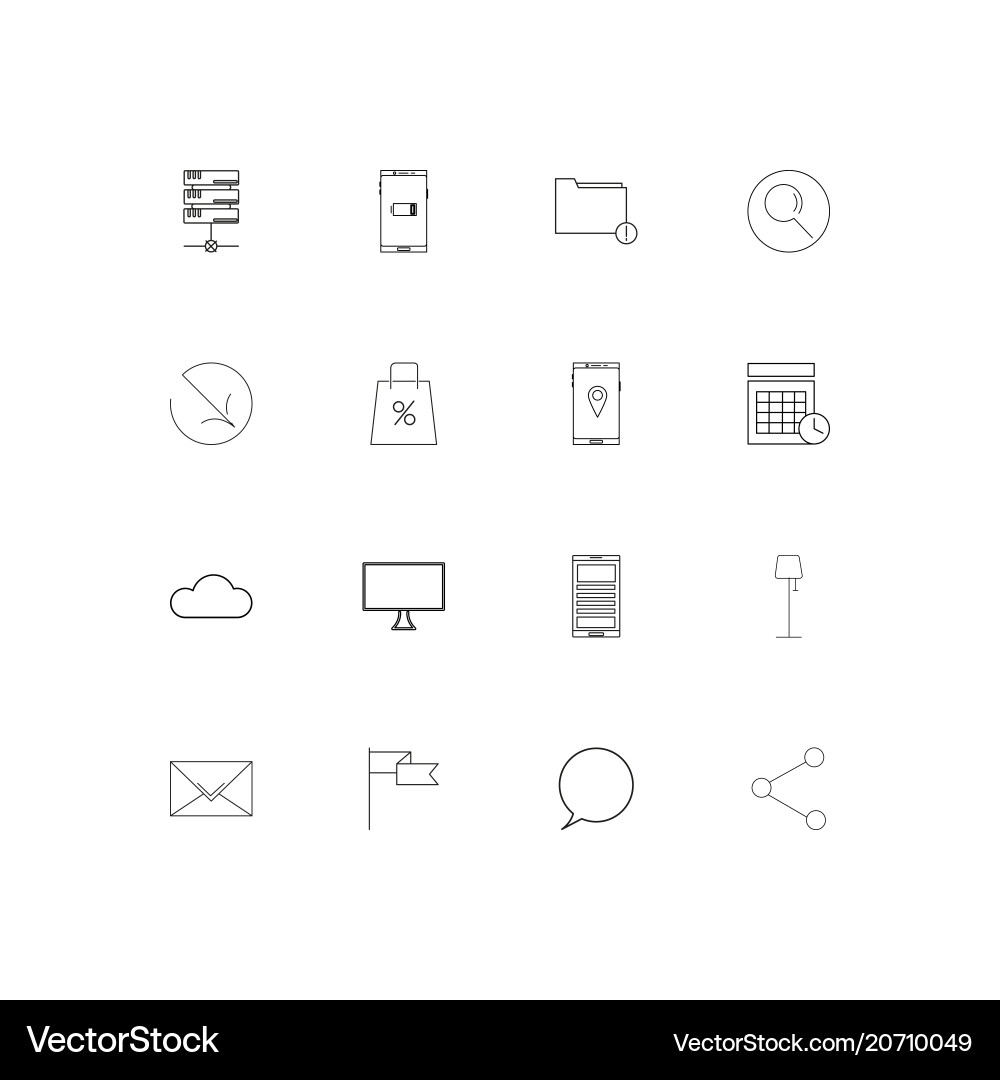 Internet technologies simple linear icons set vector image