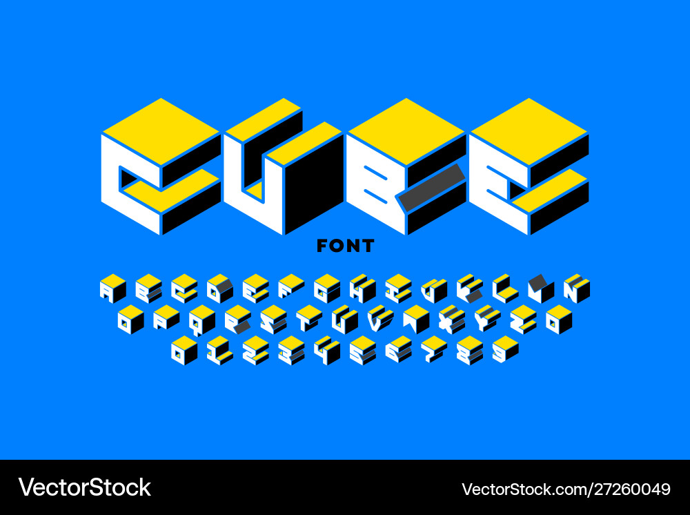 Isometric style font design alphabet letters Isometric style font design alphabet letters vector image