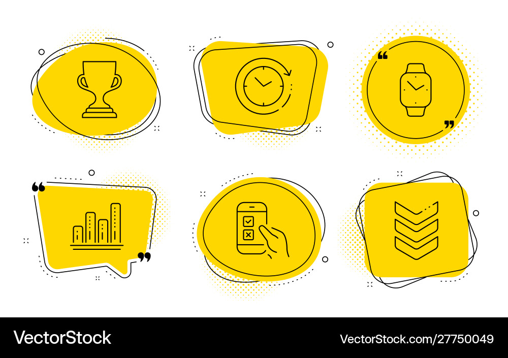 Mobile survey graph chart and time change icons Mobile survey graph chart and time change icons vector image